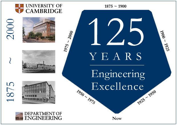 Cambridge University Engineering Department 125th Anniversary - Logo and links to enter the site