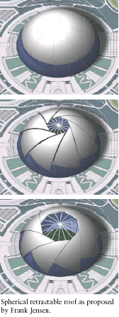 Spherical retractable roof as proposed by Frank Jensen