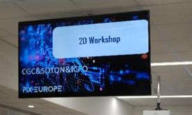Overhead projection slide with the workshop title shown